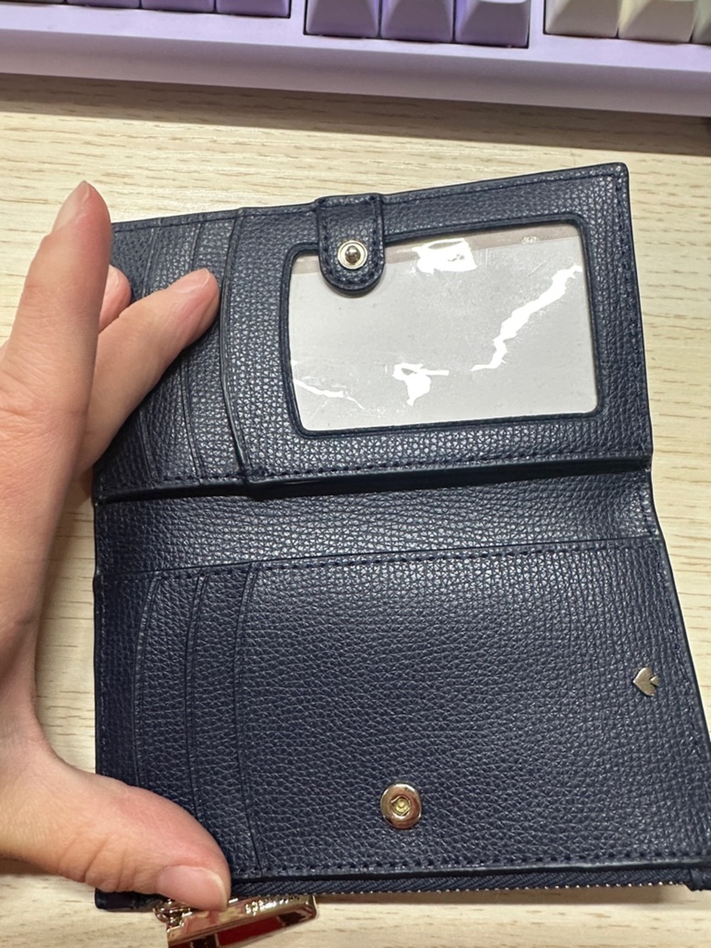 kate spade Navy Pebbled Leather Zip Wallet with Gold Hardware - Picture 5 of 6